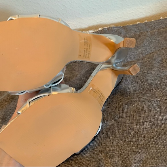 New Ego Silver Woven Slide Heels 7 F2 - Picture 4 of 6